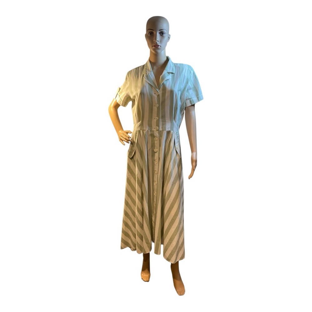 Rabbit Rabbit Rabbit Designs Women’s Vintage Green Stripe Dress Size 12